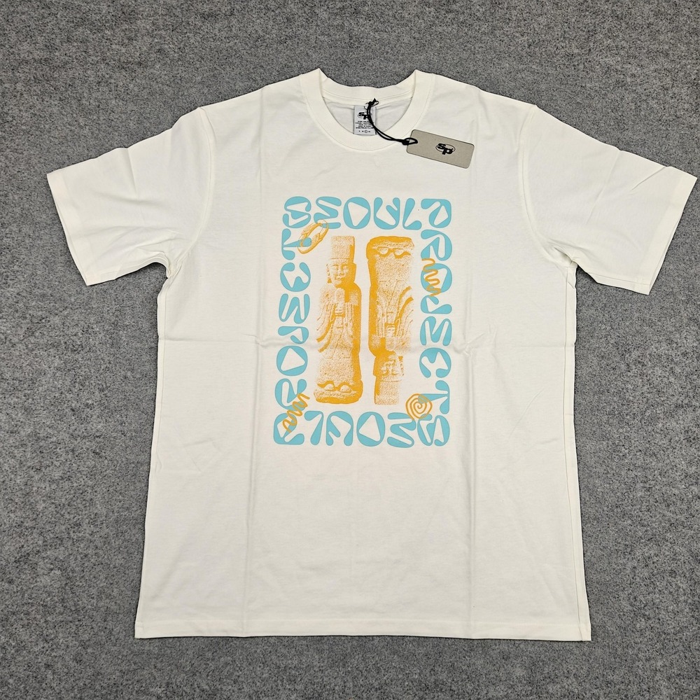 Seoul Projects Shirt Mens Large Dynasty Tee White Graphic Print Logo Crew‎ Neck